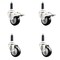 Service Caster 3.5 Inch 316SS Black Polyurethane Swivel 3/4 Inch Stem Caster Lock Brake, 2PK SS316TTLEX20S3514-PPUB-BLK-2-S-2-34 - alternate 1